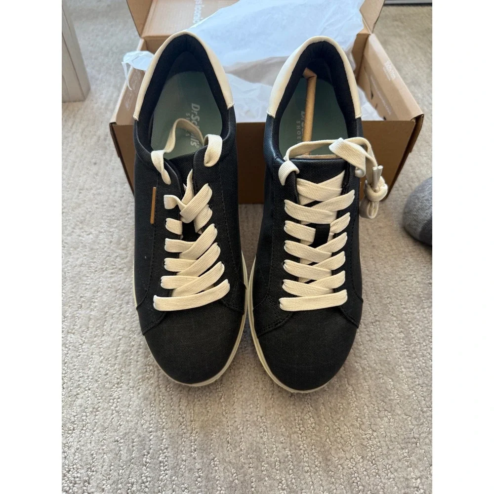 Dr Scholls Madison Cloud Black Canvas Lace Up Sneakers Womens Size 8 New in Box